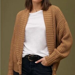 Anthropologie | Tan Deep V Cardigan | Size XL